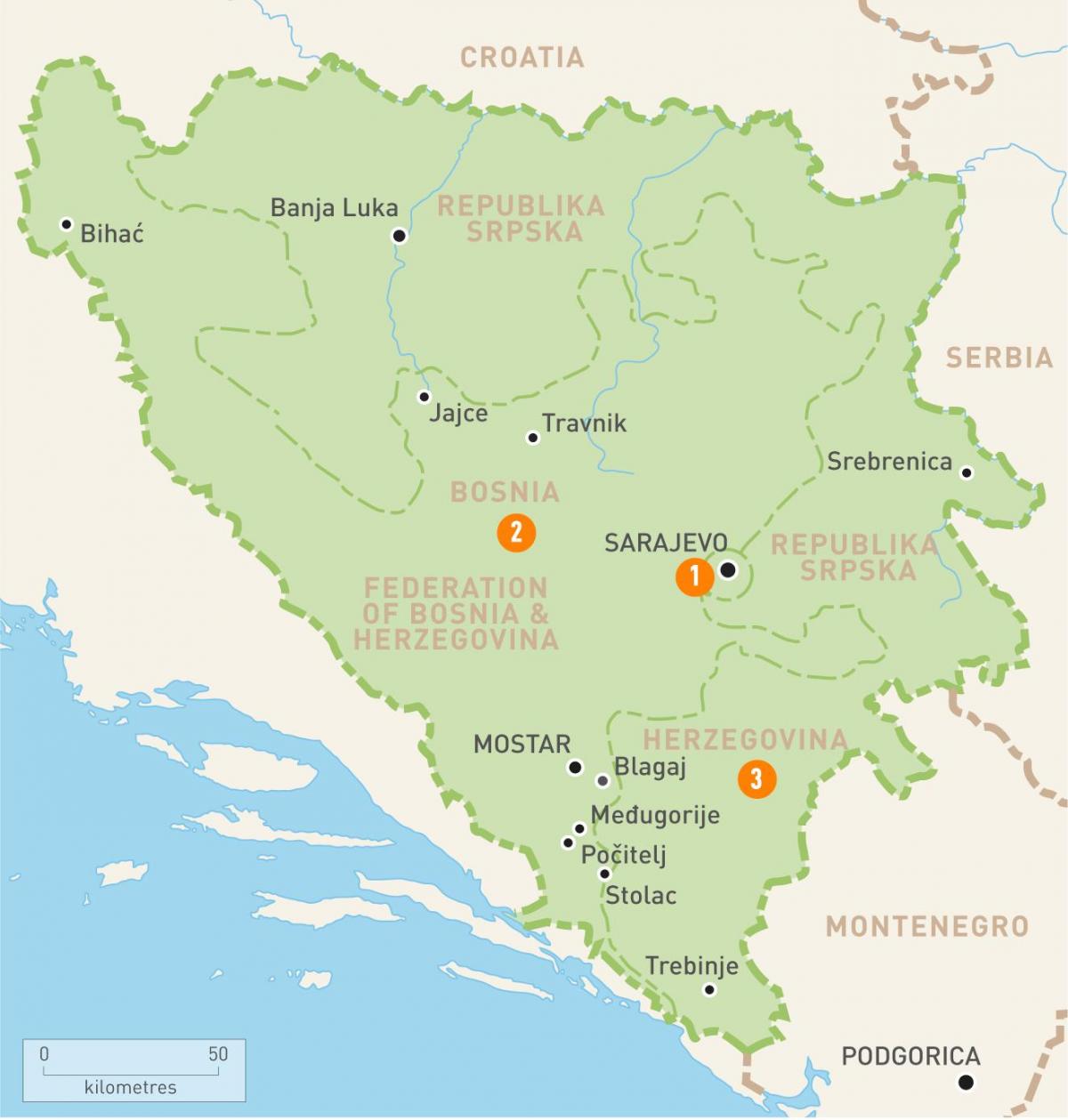 Карта Босьніі Сараева