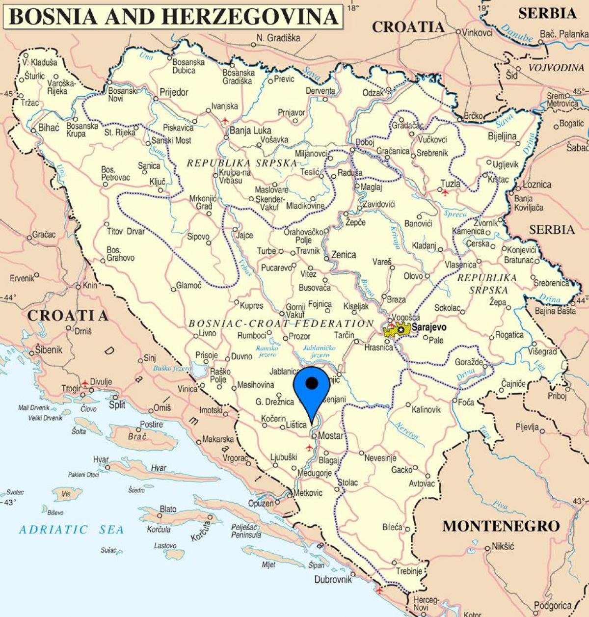 карта мостар, Боснія і Герцагавіна