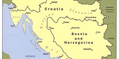 Карта Босніі і Герцагавіне і ў суседніх краінах
